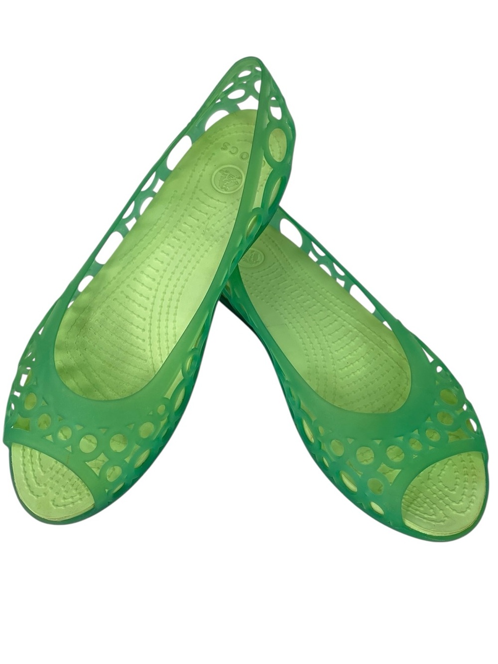 Crocs Shoes Womens Size 9 Green Cutout Jelly Flats Open Toe Slip On Comfort